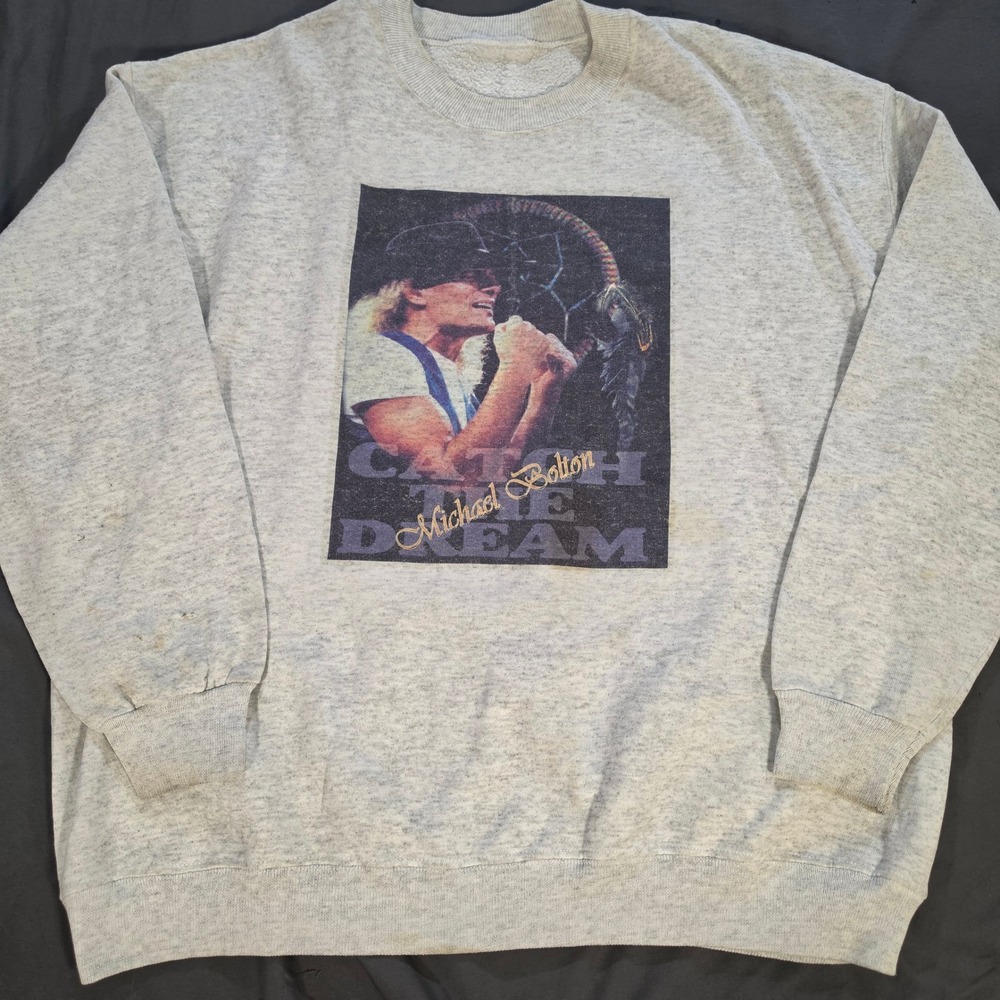 Vintage 90s Michael Bolton Catch The Dream Gray Graphic Sweatshirt Mens XL